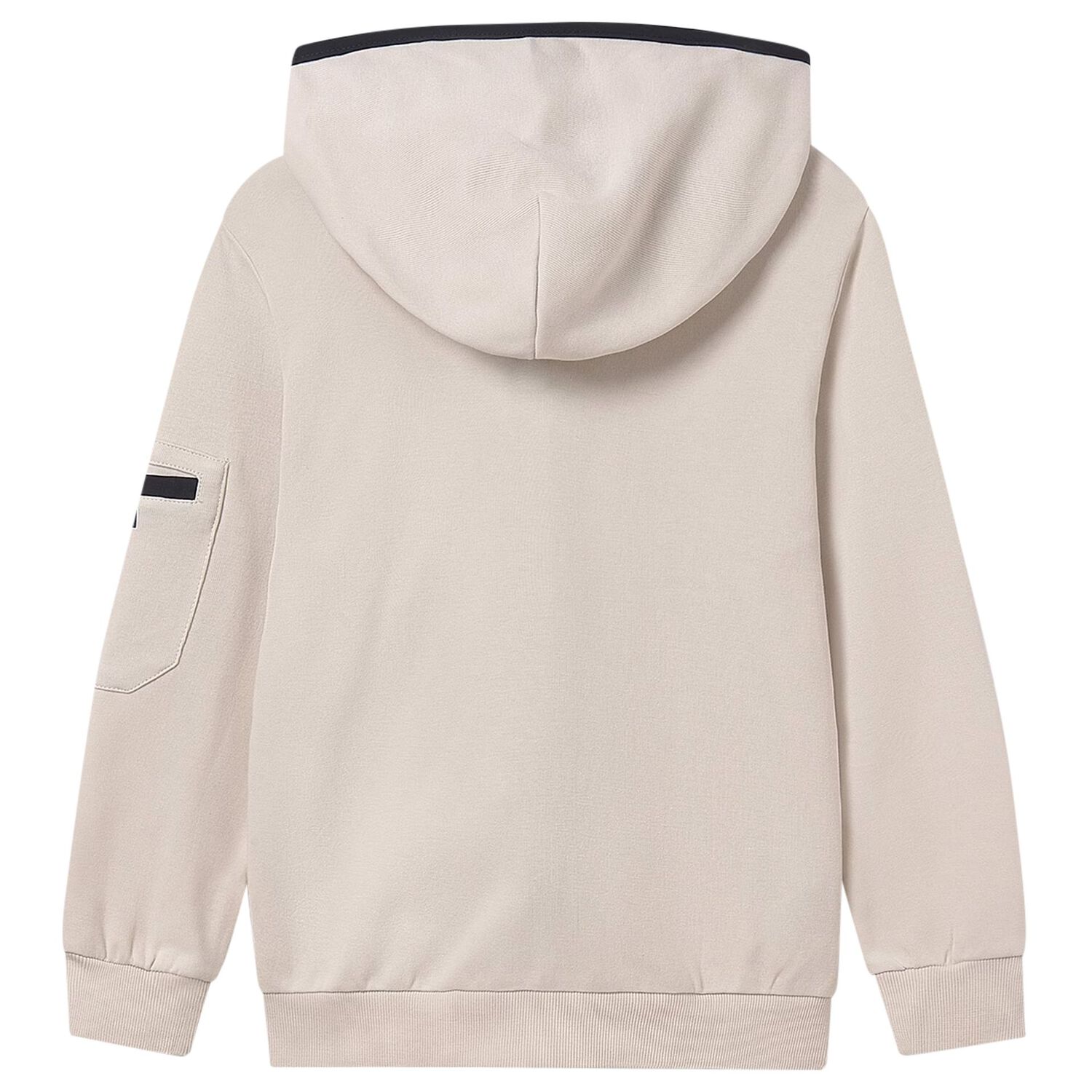 Boys Beige Zip-Up Hooded Top, 1, hi-res image number null