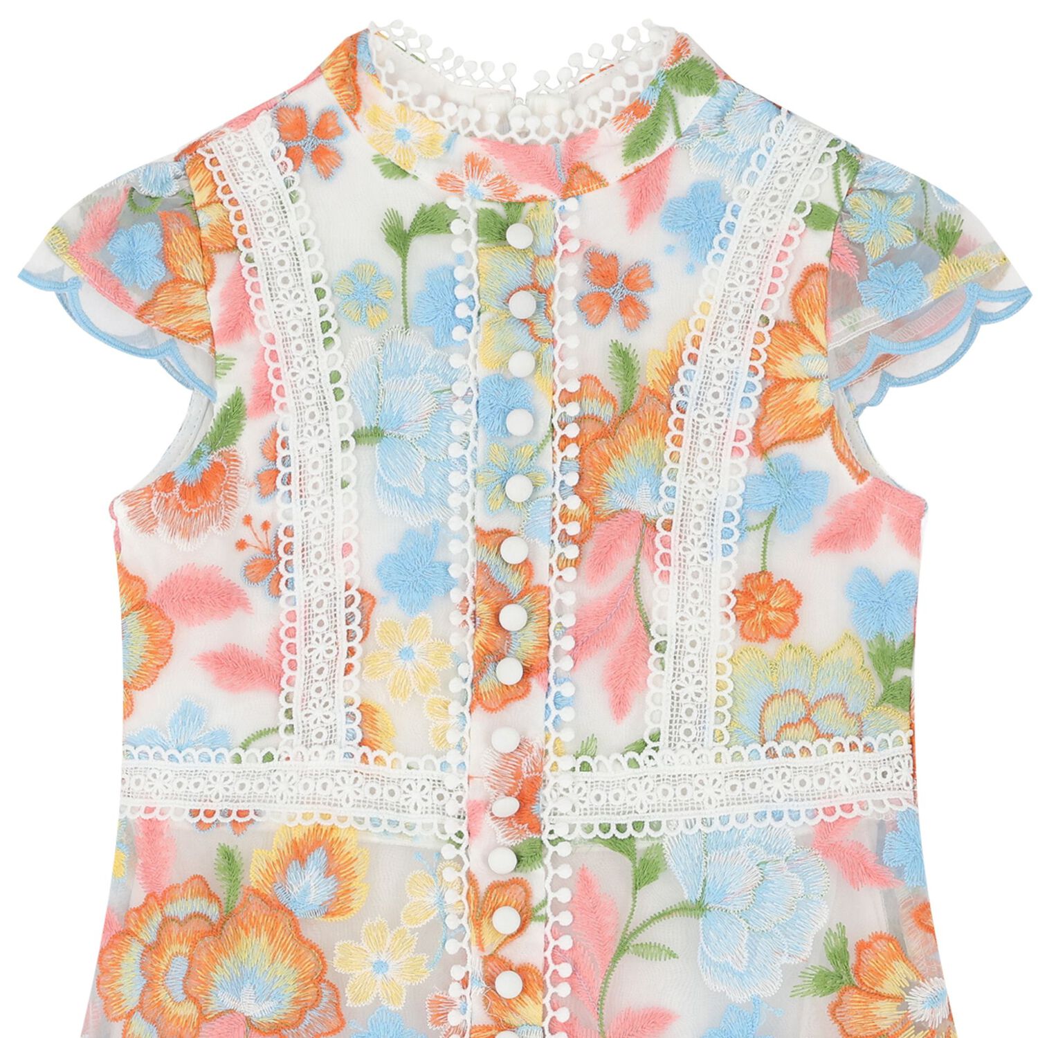 فستان بنات بطبعه الزهور باللون الازرق والوردى والابيض, 1, hi-res