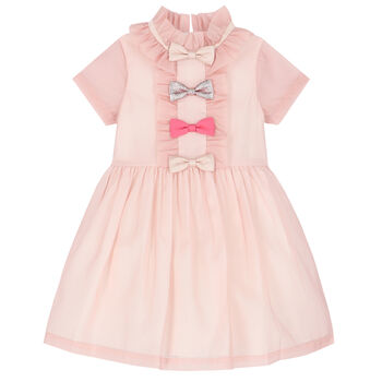 Girls Pink Bow Dress