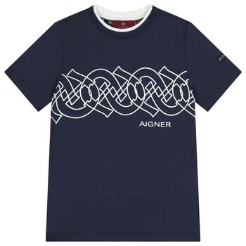 Boys Navy Blue Logo T-Shirt