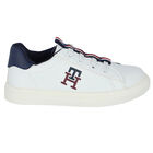 Boys White Logo Trainers, 1, hi-res