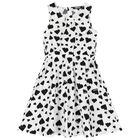 فستان بنات بطابعة قلب باللون الابيض و الاسود, 1, hi-res