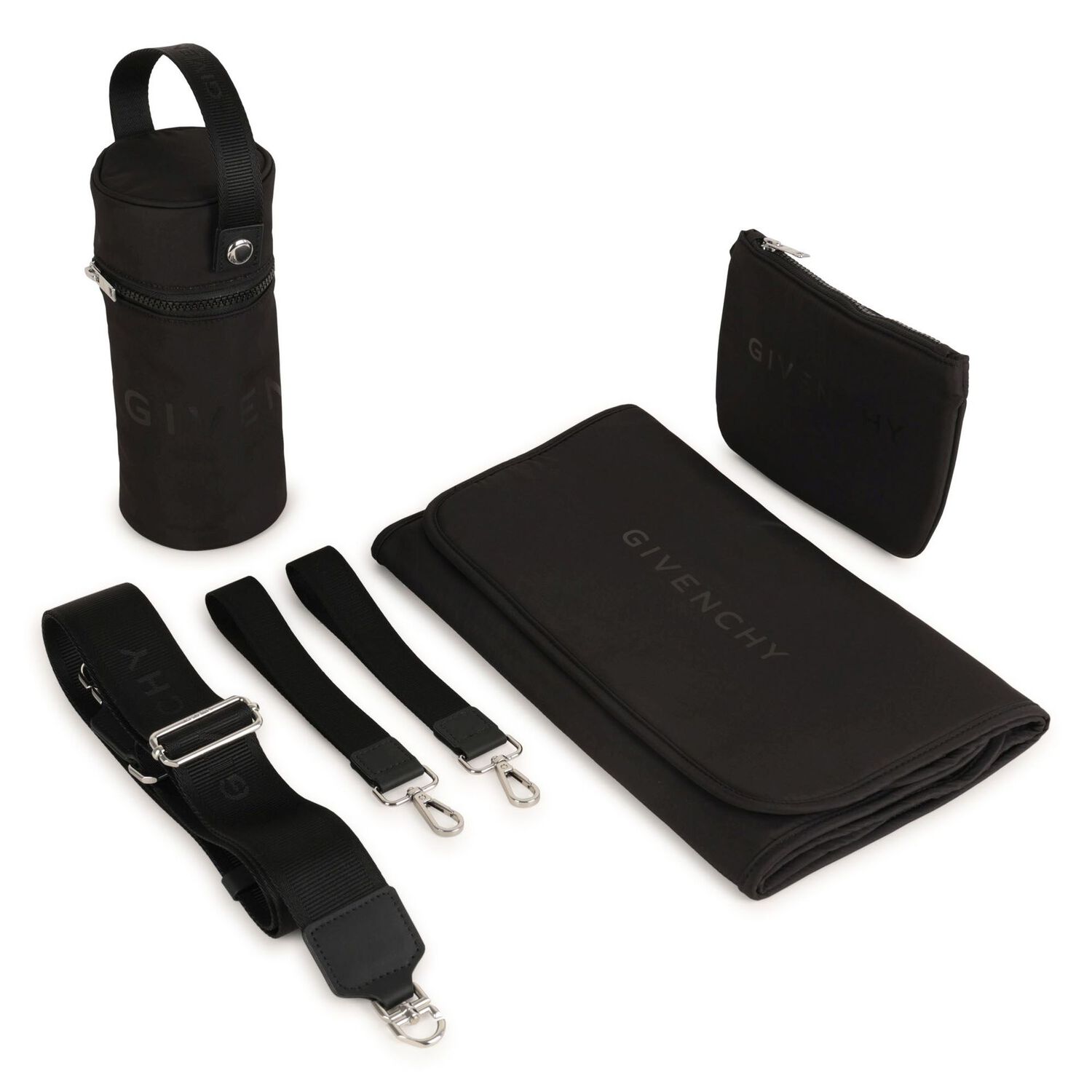 حقيبة تغيير حفاضات الأطفال المبطنة بشعار أسود, 1, hi-res image number null