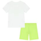 Boys White & Green Logo Shorts Set, 1, hi-res