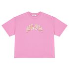 Girls Pink Logo Sequin Flower T-Shirt, 2, hi-res
