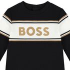 طقم أولاد هدايا أفرول بالشعار باللون الأسود, 1, hi-res