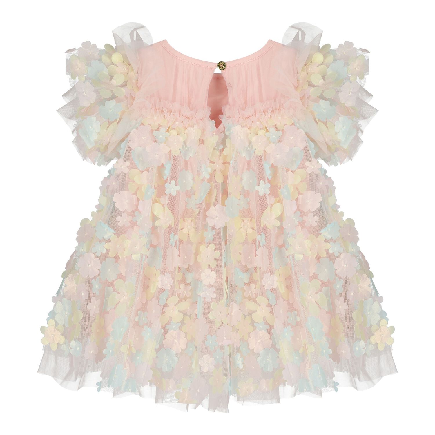 Baby Girls Pink Tulle Flowers Dress, 1, hi-res