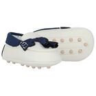 Baby Boys White & Blue Moccasins, 1, hi-res