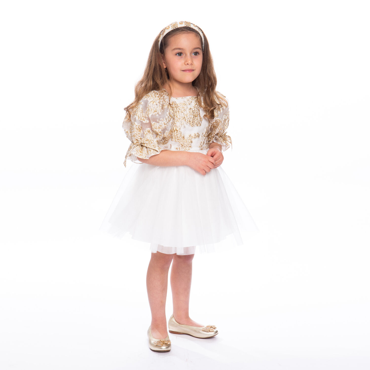 فستان عيد باورجانزا باللون الابيض والذهبي, 1, hi-res image number null