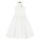 Girls White Logo Dress, 2, hi-res
