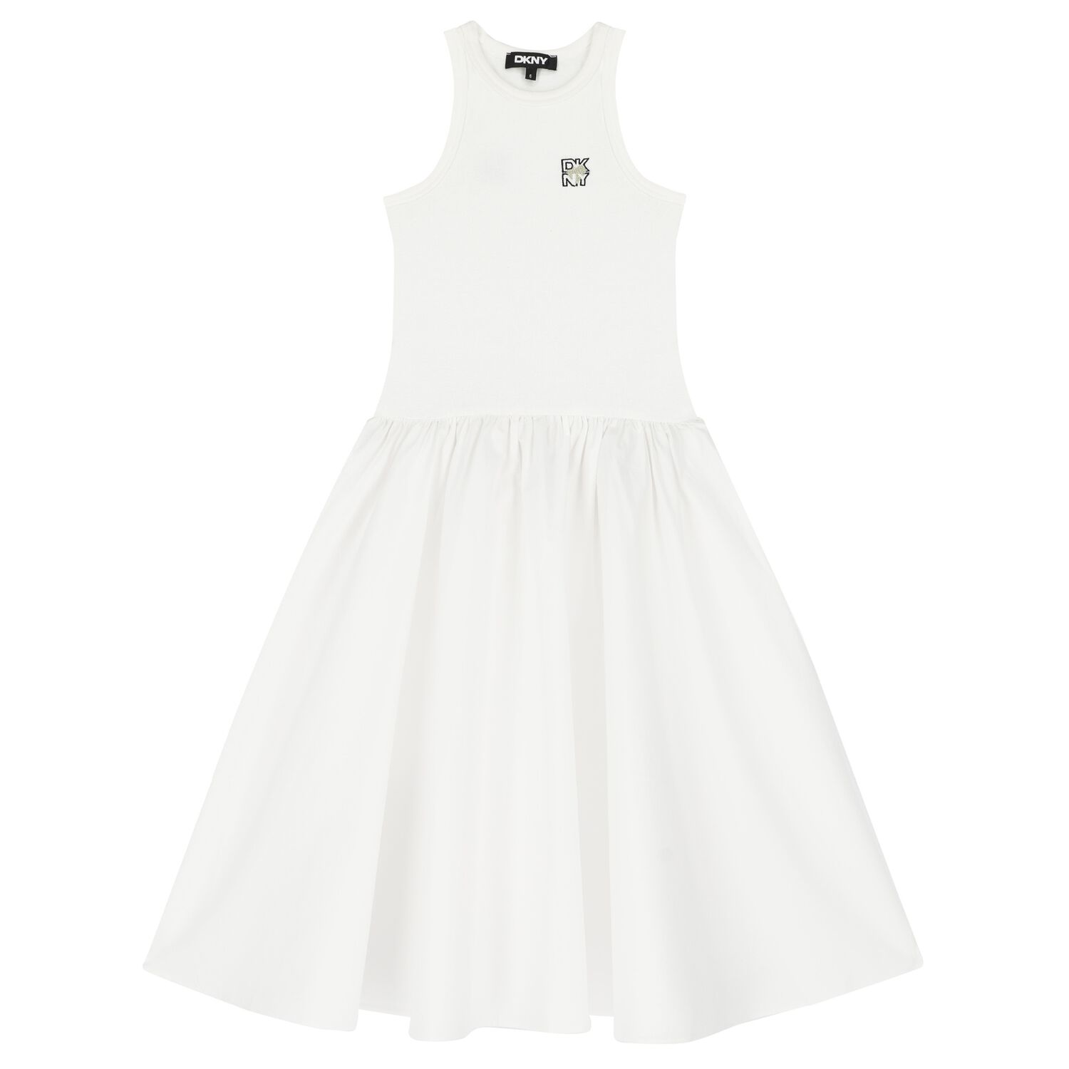 Girls White Logo Dress, 2, hi-res