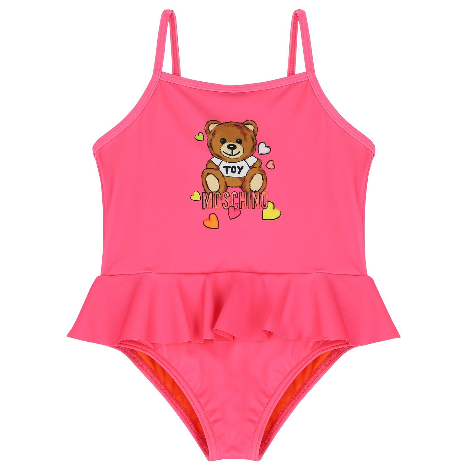Younger Girls Pink Teddy Bear Logo Swimsuit, 1, hi-res image number null