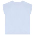 Girls Blue Sequin Logo T-Shirt, 1, hi-res