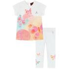 Younger Girls White Butterfly Leggings Set, 1, hi-res