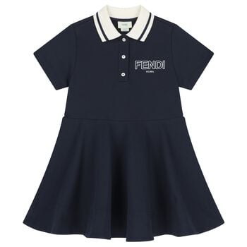 Girls Navy Blue Logo Polo Dress