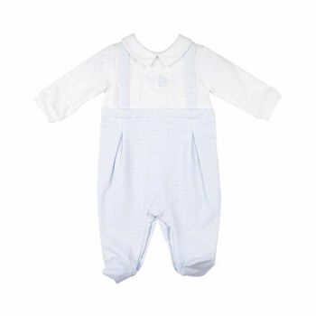 Baby Boys Pale Blue & White Babygrow