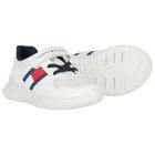 Boys White Logo Trainers, 1, hi-res