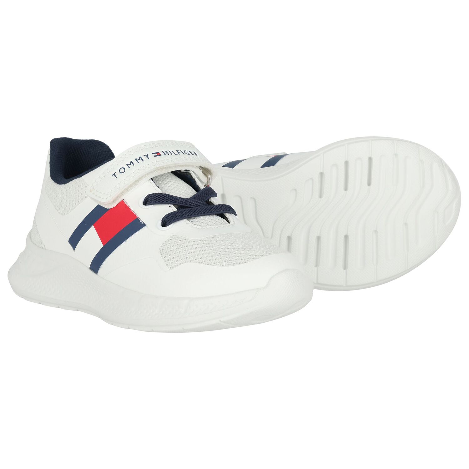 Boys White Logo Trainers, 1, hi-res