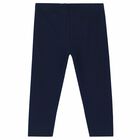 Younger Girls Navy Logo Leggings , 1, hi-res