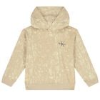 Boys Beige Logo Hooded Top, 1, hi-res