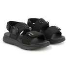 Boys Black Logo Sandals, 1, hi-res