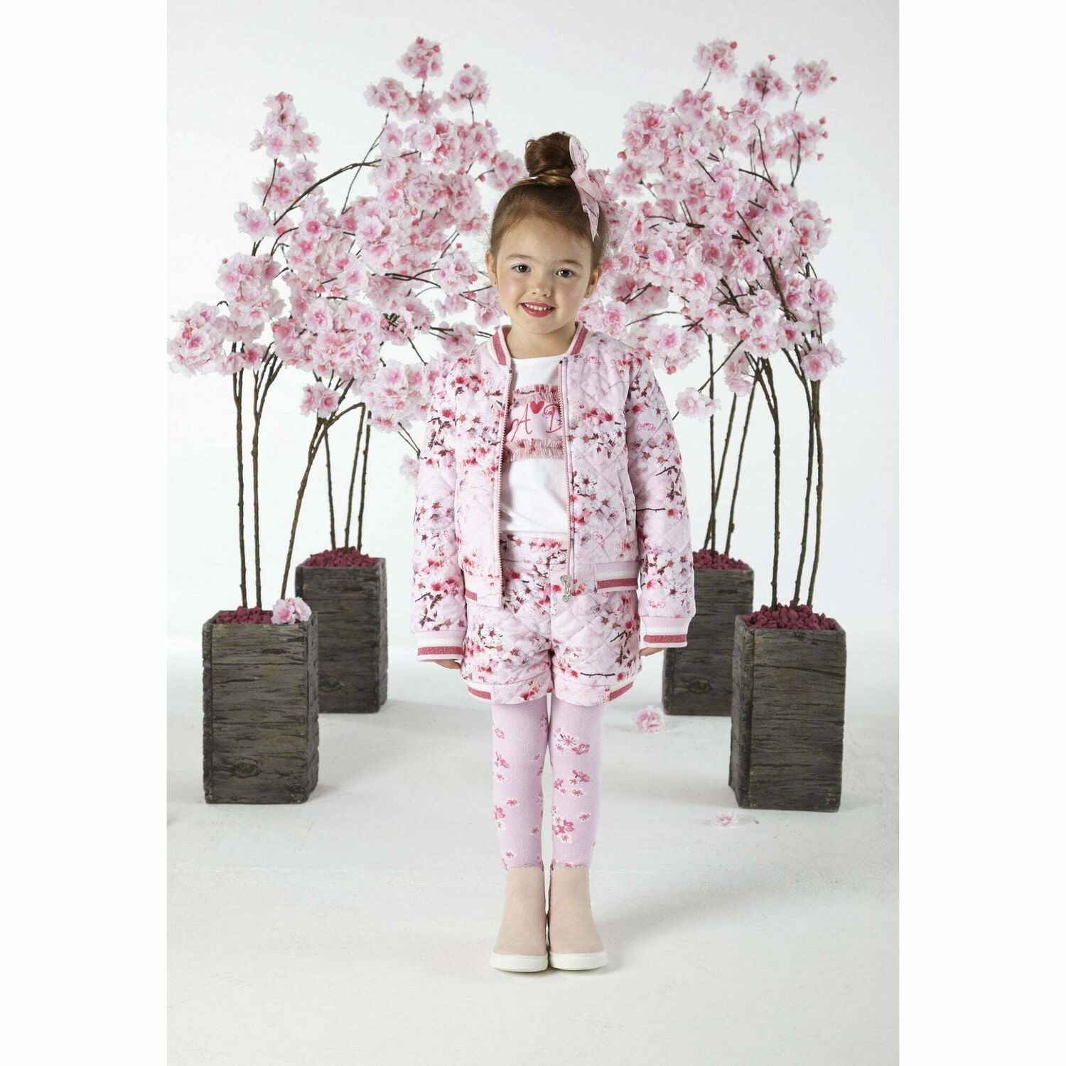 شورت بالورود باللون الزهرى للبنات, 1, hi-res