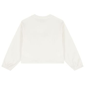 Girls Ivory Teddy Bear Logo Sweatshirt