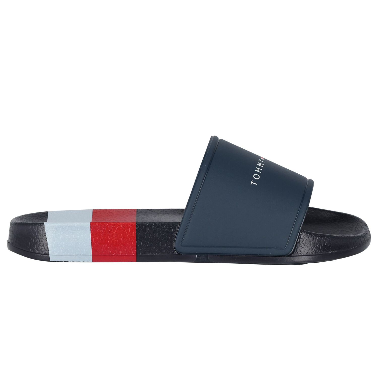 Boys Navy Blue Striped Logo Sliders, 1, hi-res