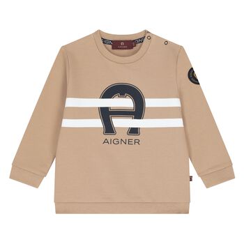 Younger Boys Beige Logo Sweatshirt