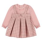 Younger Girls Pink Tweed & Crêpe Chiffon Dress, 1, hi-res