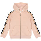 Girls Pink Logo Hooded Zip Up Top, 1, hi-res