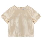 Girls Gold & White Roses Skirt Set, 1, hi-res