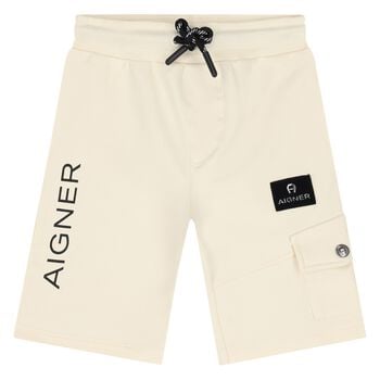 Younger Boys Beige Logo Shorts 