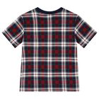 Boys Red & Navy Blue Logo Tartan T-Shirt, 1, hi-res