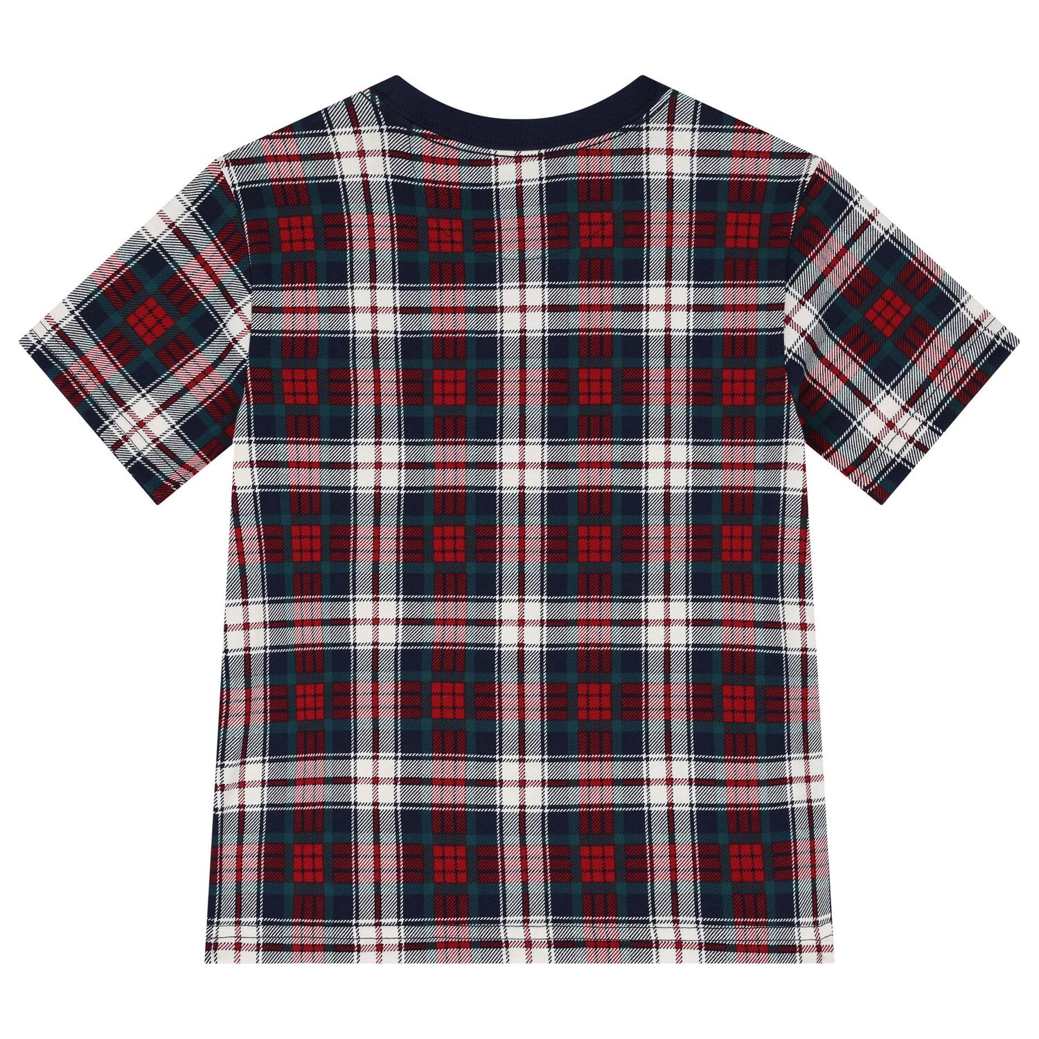 Boys Red & Navy Blue Logo Tartan T-Shirt, 1, hi-res image number null