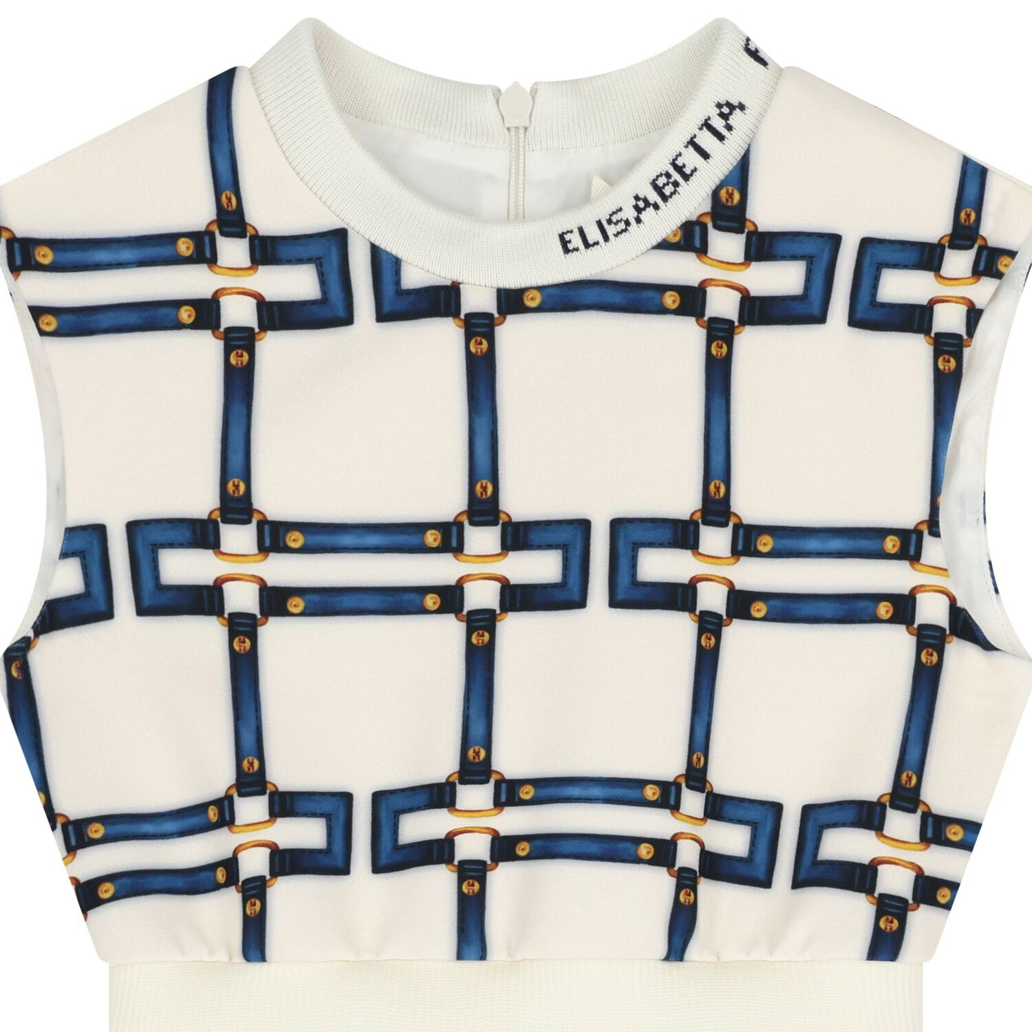 فستان بناتي عاجي بدون أكمام بشعار, 1, hi-res