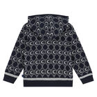 توب هودى بالشعار باللون الكحلى للبنات, 1, hi-res