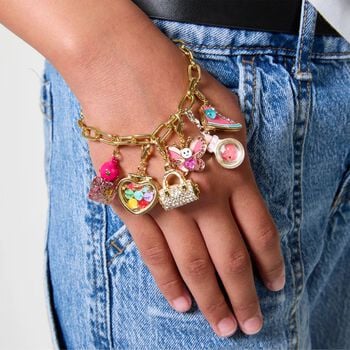 Girls Silver & Pink Magic Bottle Charm