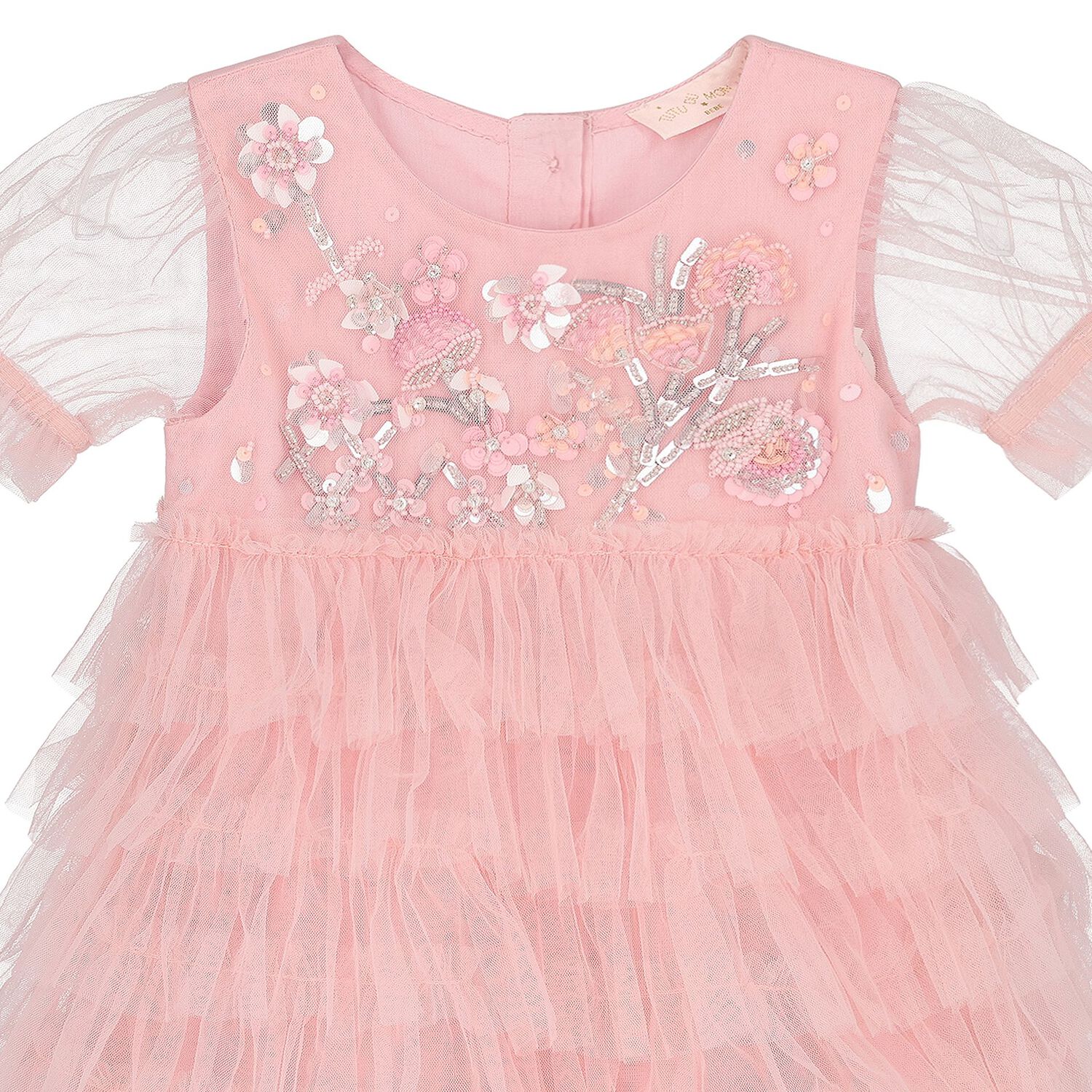 Baby Girls Pink Sequins Tulle Dress Set, 1, hi-res image number null