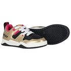 Girls Gold, Pink & Black Logo Trainers, 1, hi-res