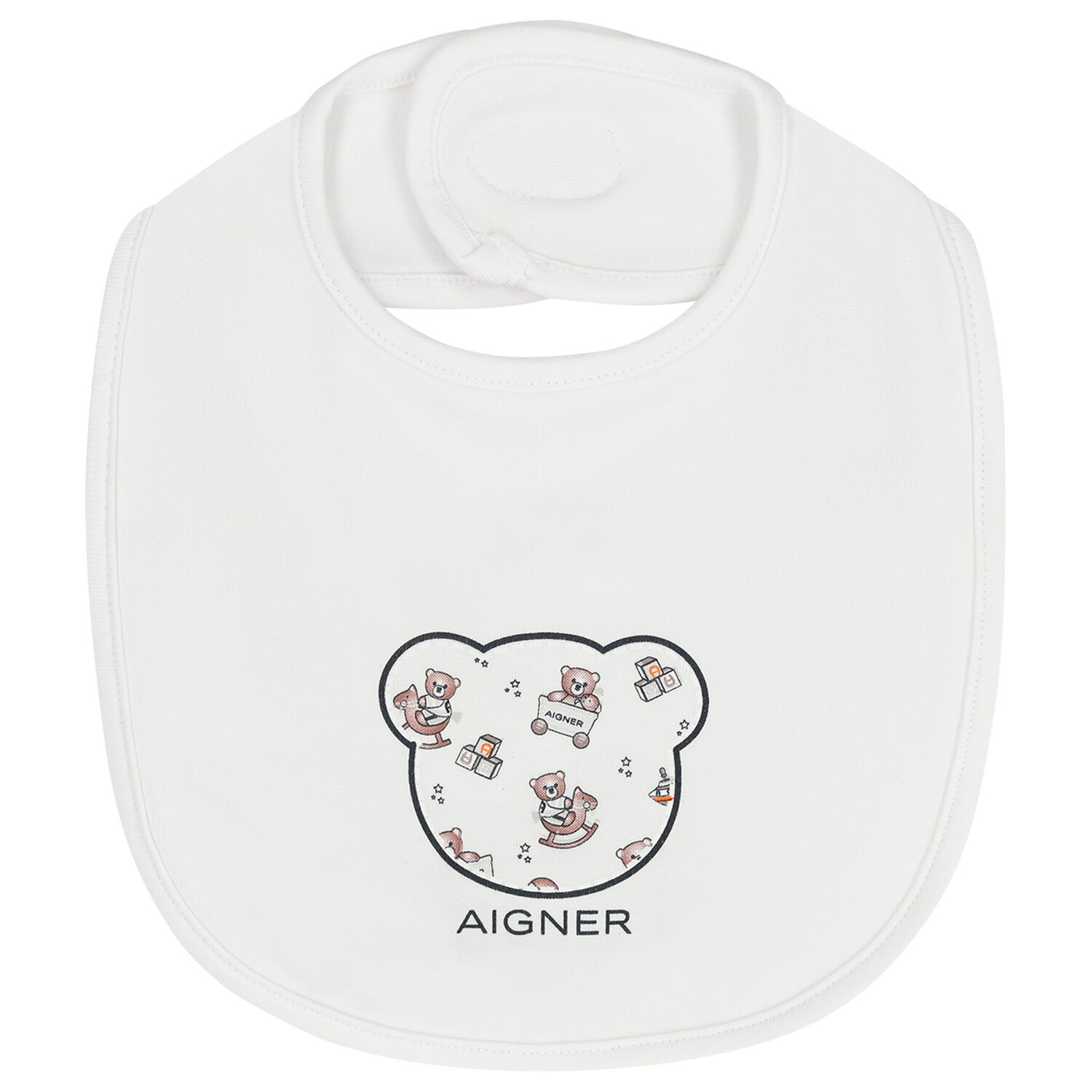 White Teddy Bear Logo Baby Bib, 1, hi-res