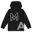 Boys Black Hooded Top, 1, hi-res
