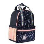 Girls Navy Blue Sequin Logo Backpack, 1, hi-res