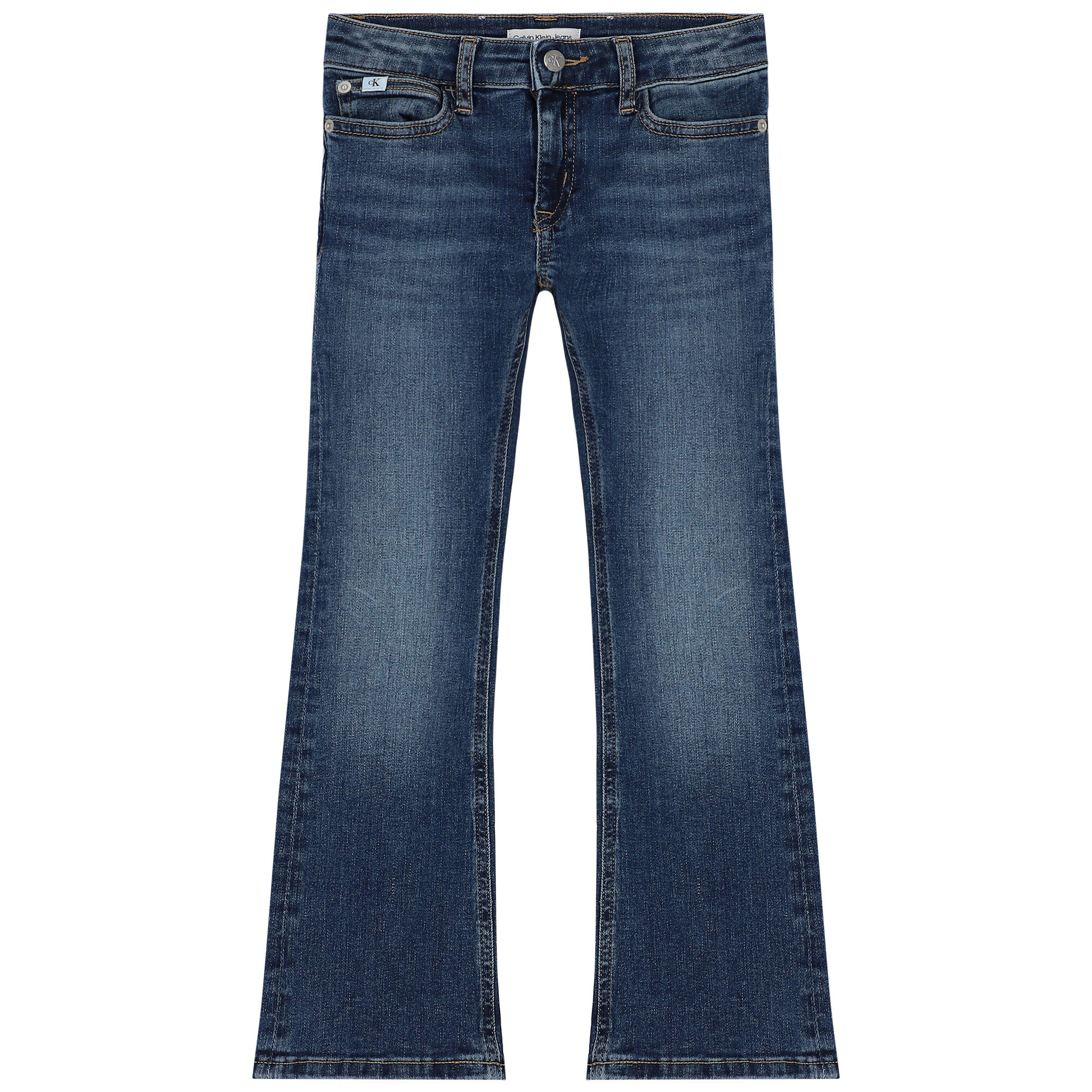 Calvin Klein Girls Blue Logo Flared Jeans Junior Couture UAE
