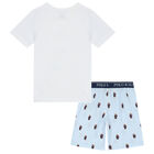 Boys White & Blue Polo Bear Pyjamas, 1, hi-res