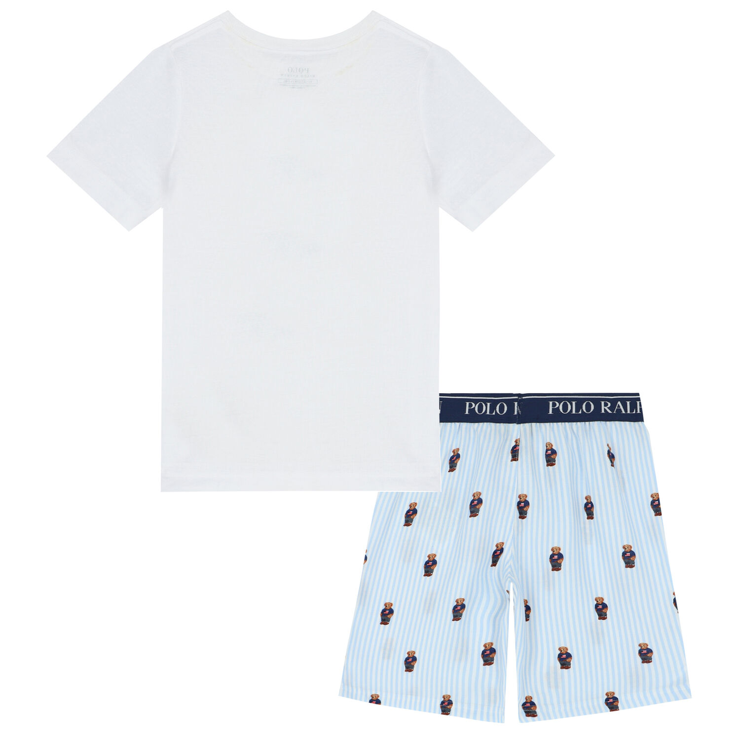 Boys White & Blue Polo Bear Pyjamas, 1, hi-res