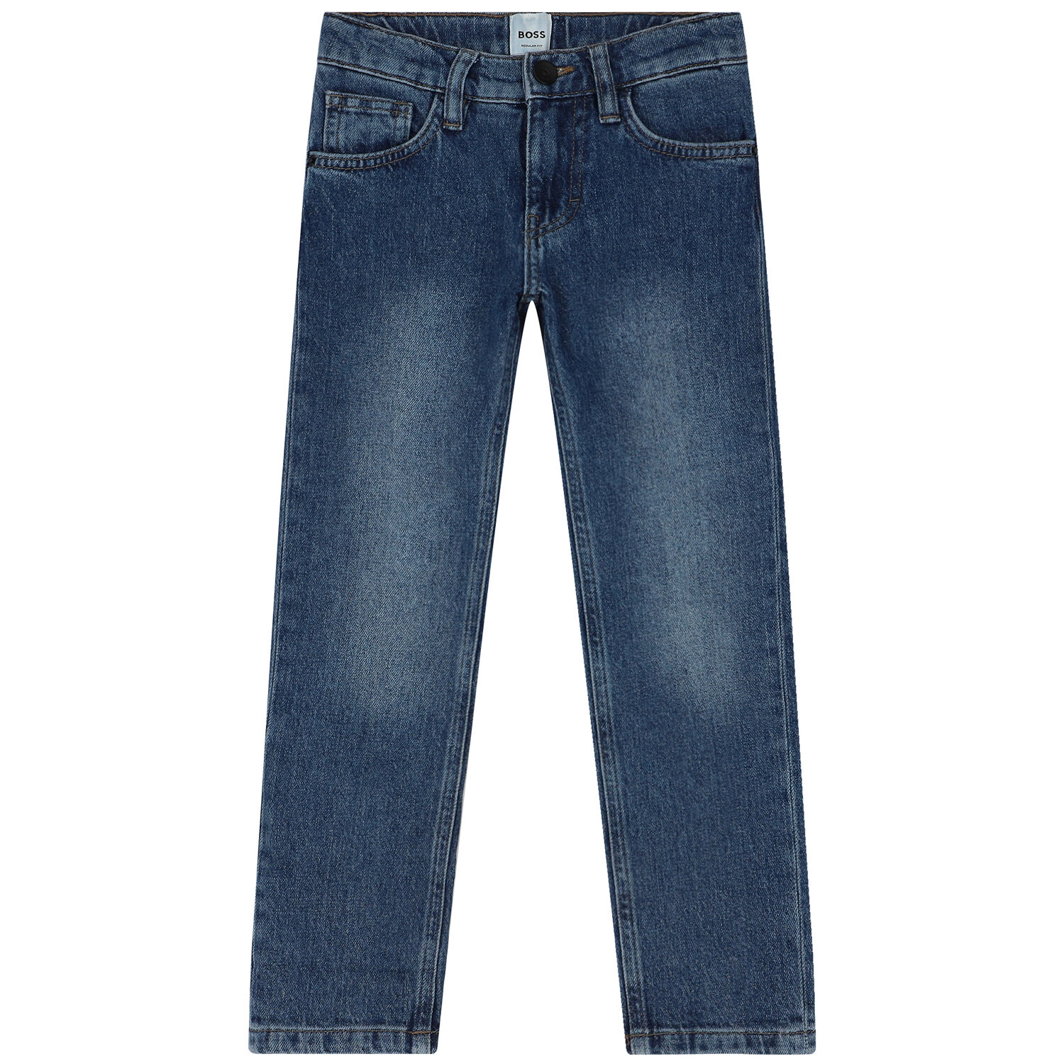 Boys Blue Denim Logo Jeans, 1, hi-res