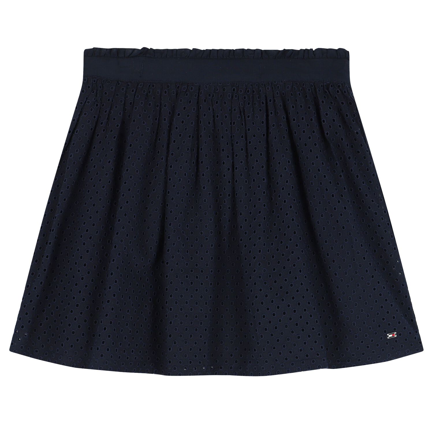 Girls Navy Blue Broderie Anglaise Skirt, 1, hi-res image number null