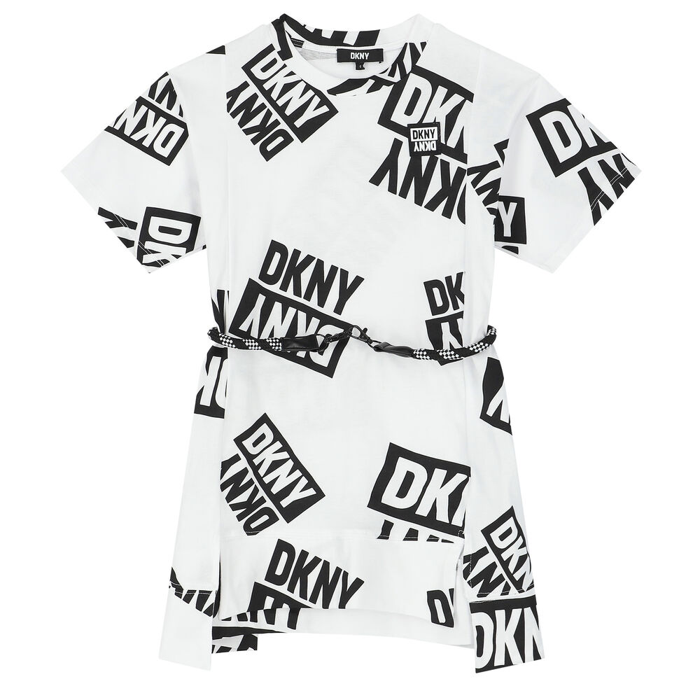 DKNY Girls White Logo TShirt Dress Junior Couture UAE