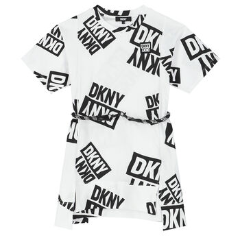 Girls White Logo T-Shirt Dress